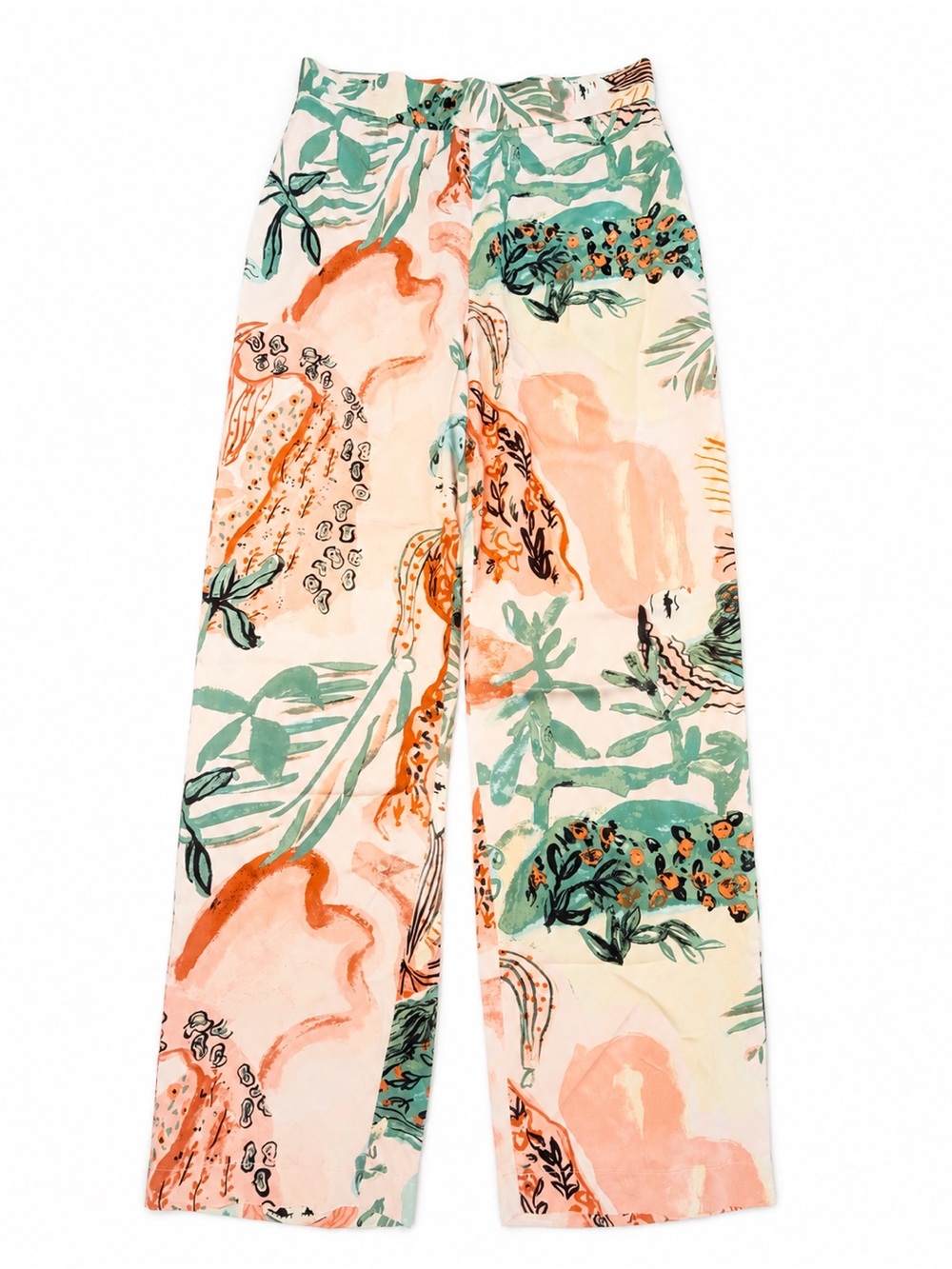 Wilfred Peach & Green Botanical Wide-Leg Pants
